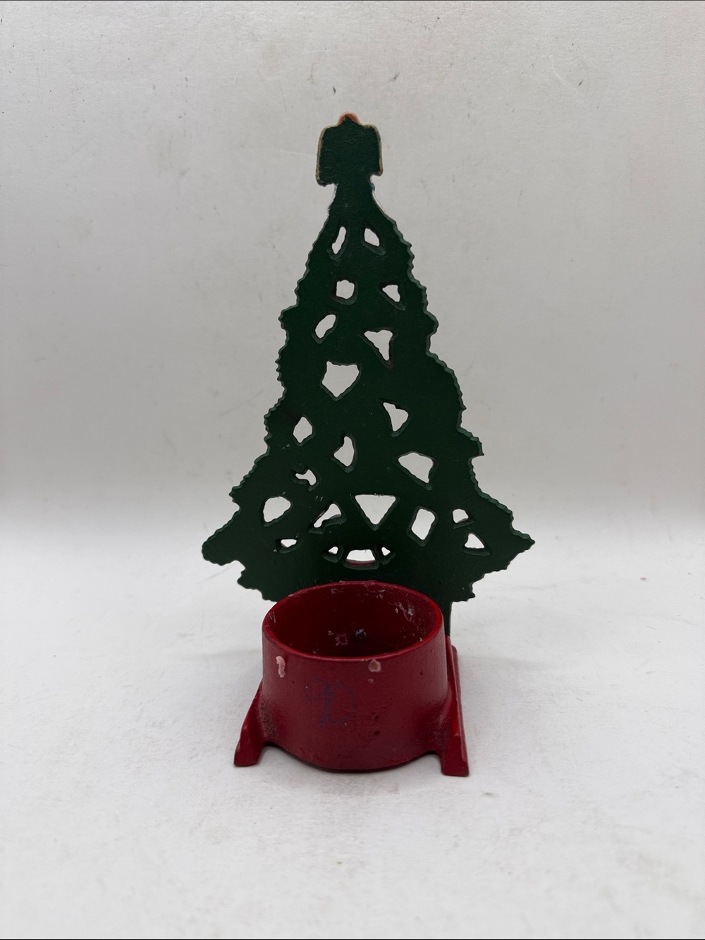 Vtg Cast Iron Christmas Tree Tealite Decor Candle Santa Snowman Bear Collectible - Picture 4 of 15